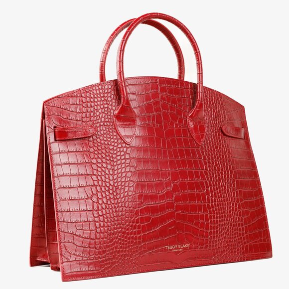 Teddy Blake Kate Red Croco Embossed Leather Handbag - Picture 2 of 11